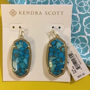 Elle Drop Earrings In Bronze Veined Turquoise